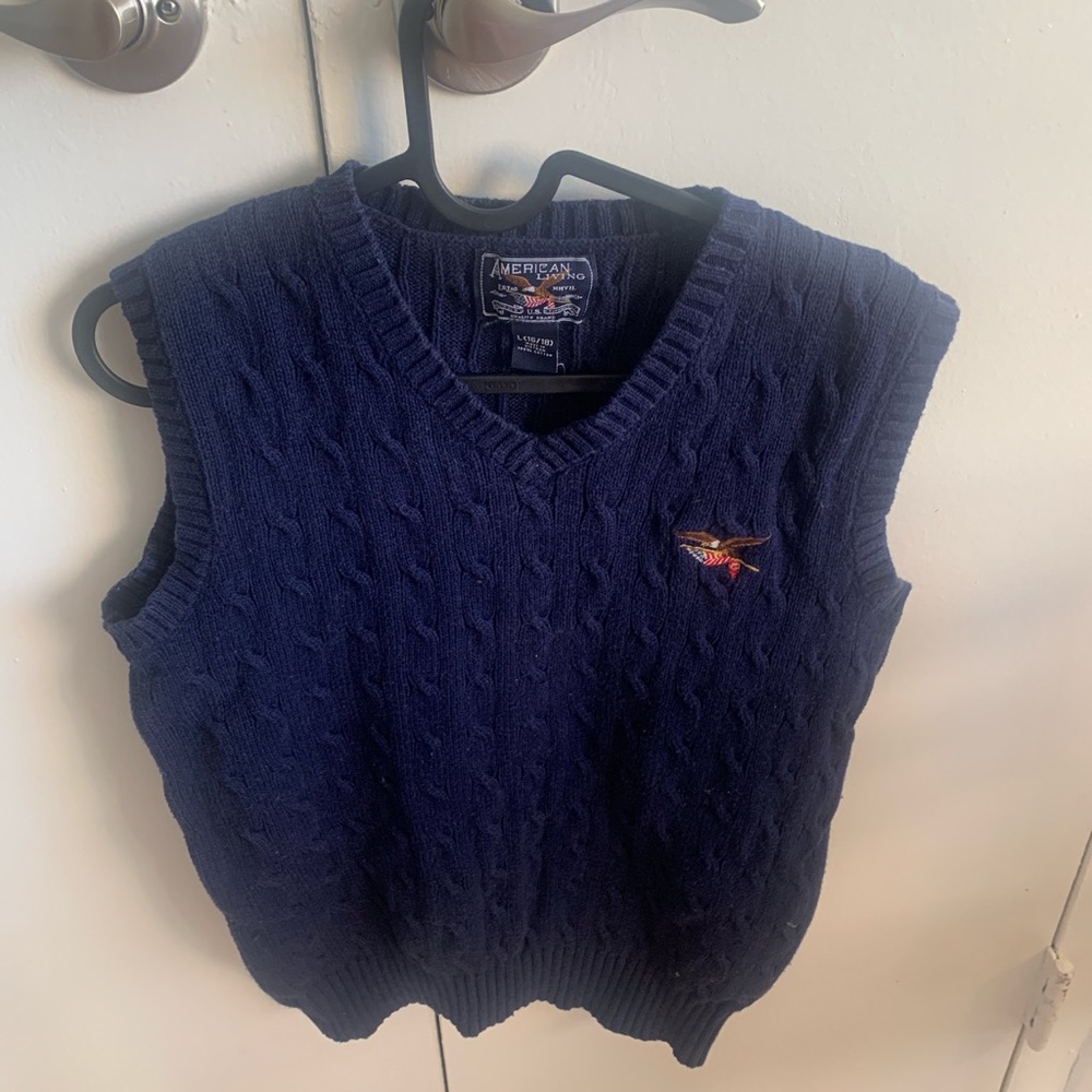 Navy blue wool plain vest